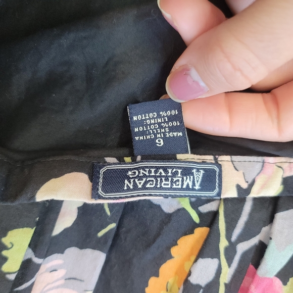 American Living Black Floral Print A-Line Skirt Women's Size 6 - Picture 10 of 11
